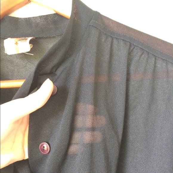 Vintage 40s Italian Black Sheer Pussy Bow Dress - Picture 8 of 8